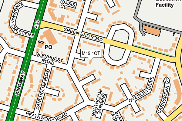 M19 1QT map - OS OpenMap – Local (Ordnance Survey)