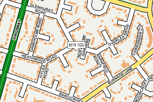 M19 1QU map - OS OpenMap – Local (Ordnance Survey)