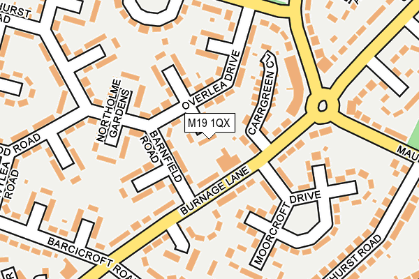 M19 1QX map - OS OpenMap – Local (Ordnance Survey)