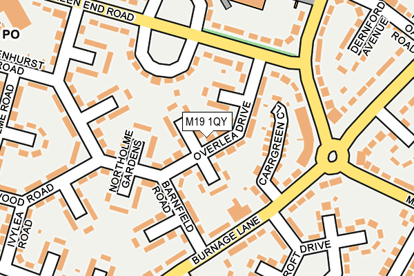 M19 1QY map - OS OpenMap – Local (Ordnance Survey)