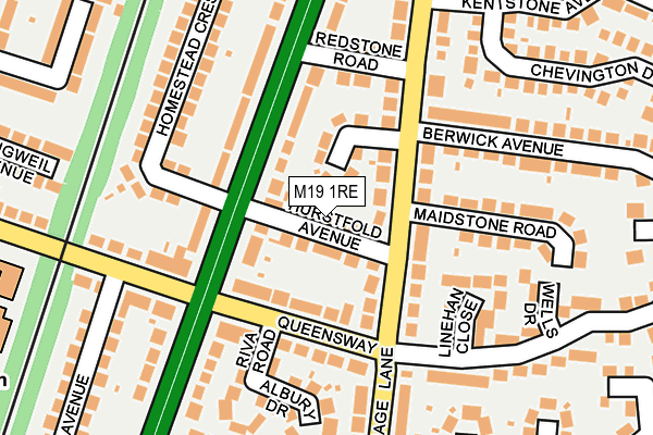 M19 1RE map - OS OpenMap – Local (Ordnance Survey)