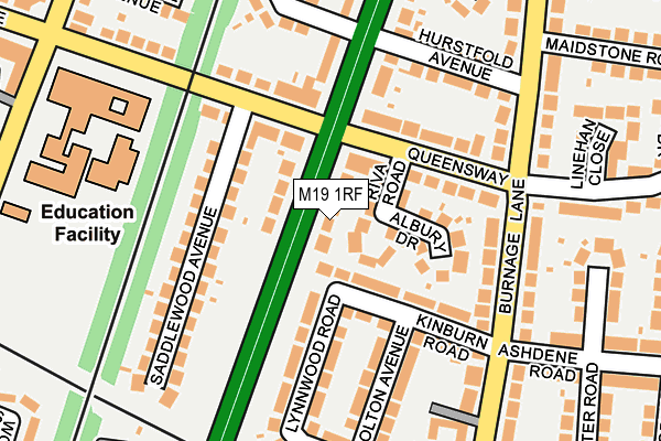 M19 1RF map - OS OpenMap – Local (Ordnance Survey)