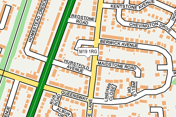 M19 1RG map - OS OpenMap – Local (Ordnance Survey)