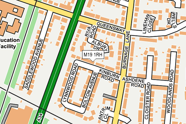 M19 1RH map - OS OpenMap – Local (Ordnance Survey)