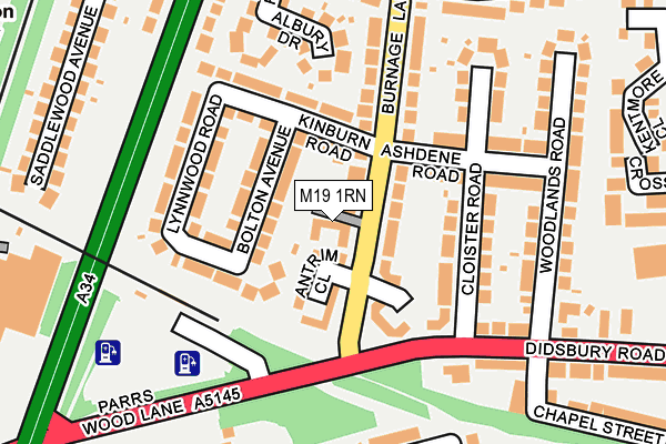 M19 1RN map - OS OpenMap – Local (Ordnance Survey)