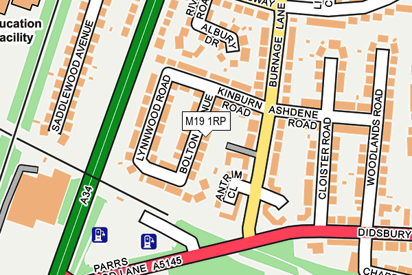 M19 1RP map - OS OpenMap – Local (Ordnance Survey)