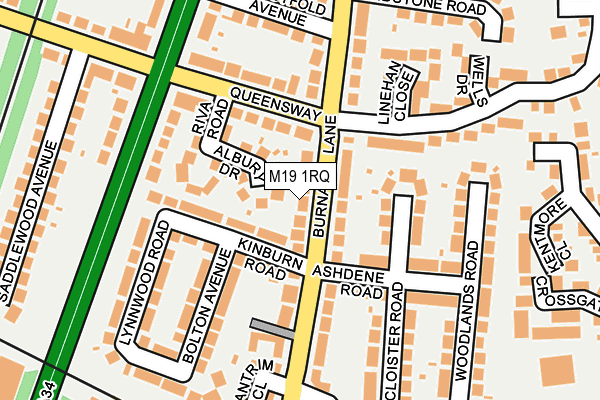 M19 1RQ map - OS OpenMap – Local (Ordnance Survey)