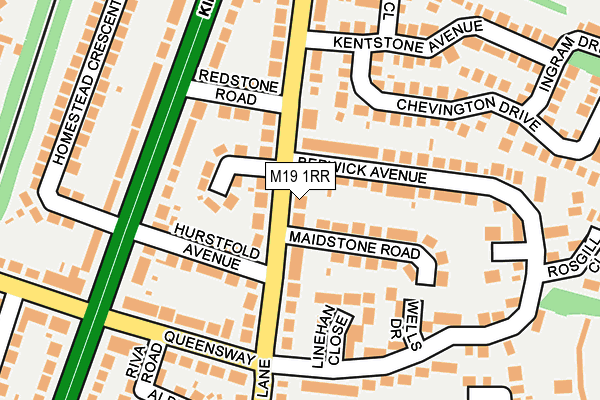 M19 1RR map - OS OpenMap – Local (Ordnance Survey)