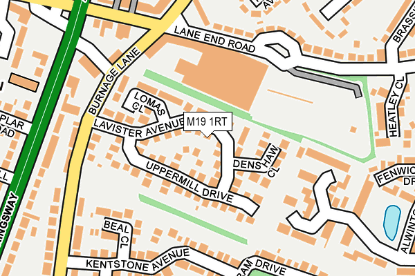 M19 1RT map - OS OpenMap – Local (Ordnance Survey)