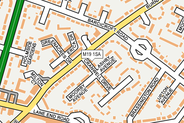 M19 1SA map - OS OpenMap – Local (Ordnance Survey)