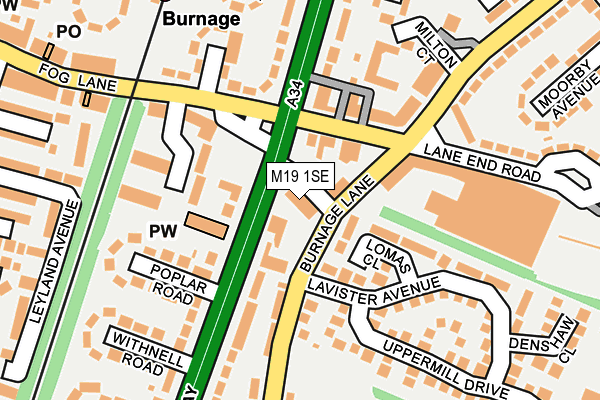 M19 1SE map - OS OpenMap – Local (Ordnance Survey)