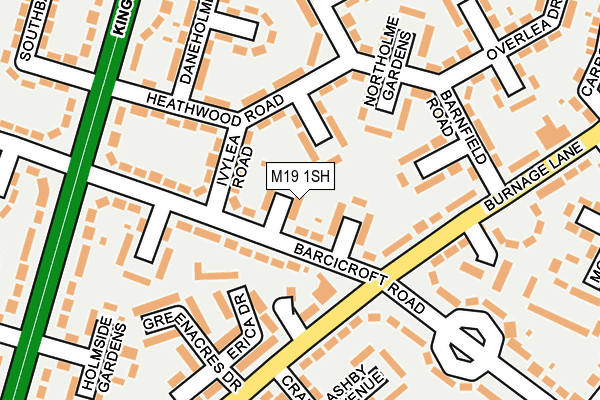 M19 1SH map - OS OpenMap – Local (Ordnance Survey)