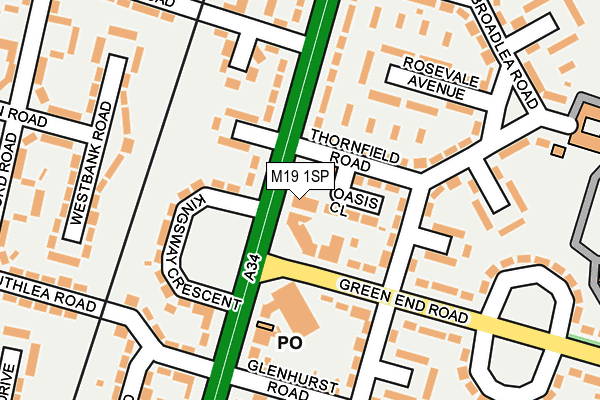 M19 1SP map - OS OpenMap – Local (Ordnance Survey)