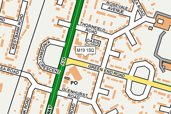 M19 1SQ map - OS OpenMap – Local (Ordnance Survey)