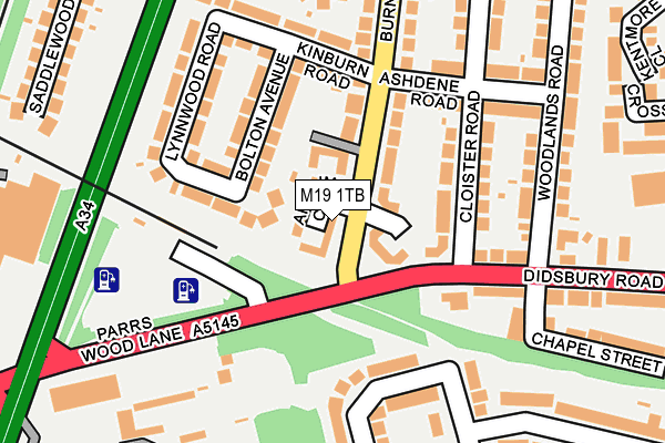 M19 1TB map - OS OpenMap – Local (Ordnance Survey)