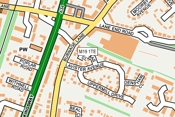 M19 1TE map - OS OpenMap – Local (Ordnance Survey)