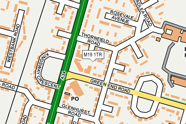 M19 1TR map - OS OpenMap – Local (Ordnance Survey)