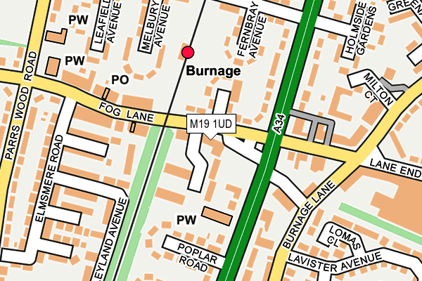 M19 1UD map - OS OpenMap – Local (Ordnance Survey)