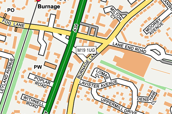 M19 1UG map - OS OpenMap – Local (Ordnance Survey)