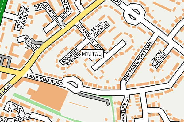 M19 1WD map - OS OpenMap – Local (Ordnance Survey)