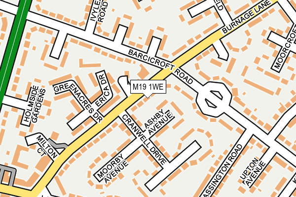 M19 1WE map - OS OpenMap – Local (Ordnance Survey)