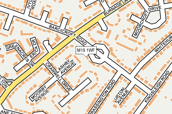 M19 1WF map - OS OpenMap – Local (Ordnance Survey)