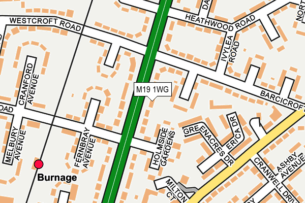 M19 1WG map - OS OpenMap – Local (Ordnance Survey)