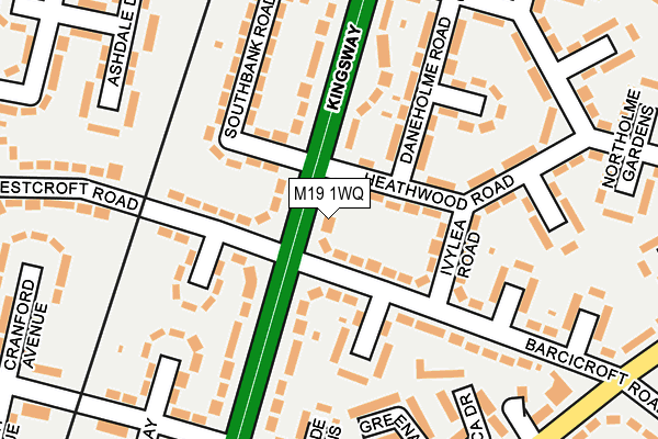 M19 1WQ map - OS OpenMap – Local (Ordnance Survey)