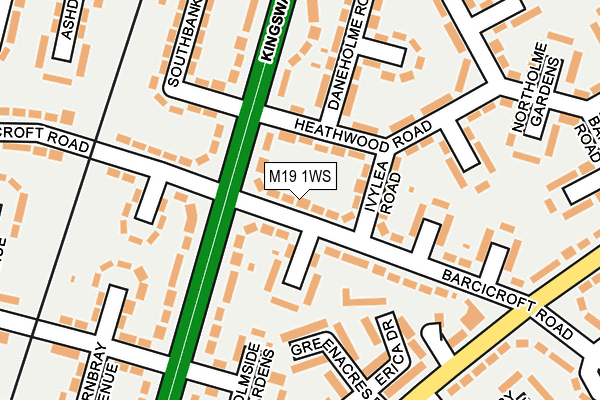 M19 1WS map - OS OpenMap – Local (Ordnance Survey)