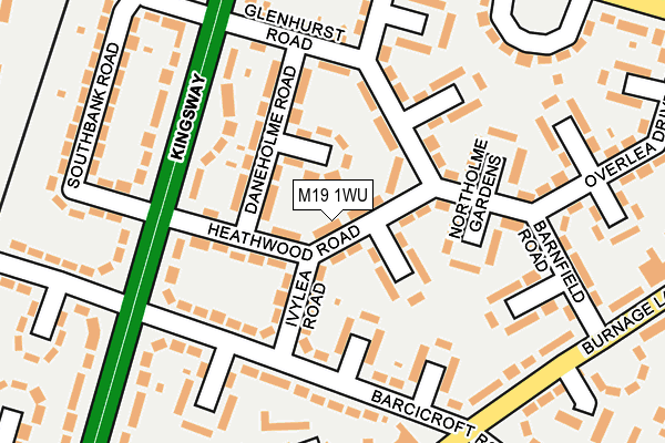 M19 1WU map - OS OpenMap – Local (Ordnance Survey)