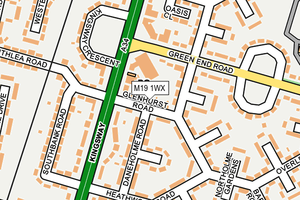 M19 1WX map - OS OpenMap – Local (Ordnance Survey)