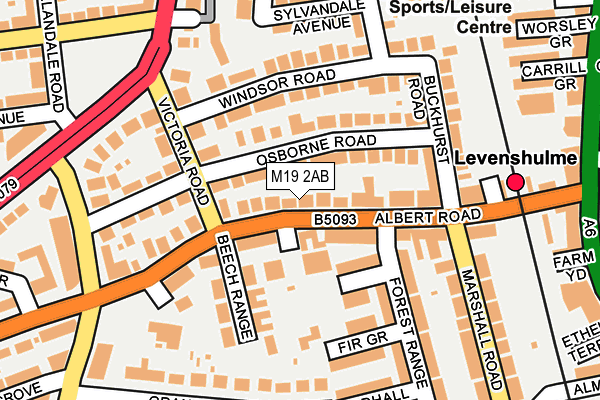 M19 2AB map - OS OpenMap – Local (Ordnance Survey)