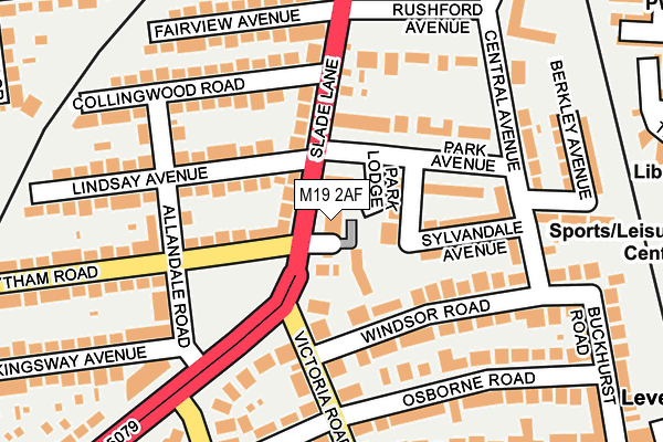 M19 2AF map - OS OpenMap – Local (Ordnance Survey)