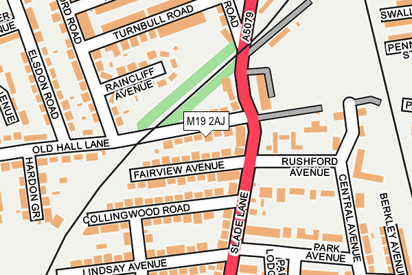 M19 2AJ map - OS OpenMap – Local (Ordnance Survey)