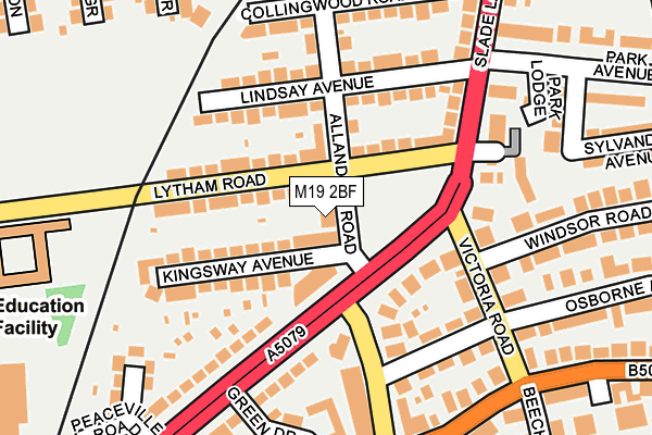 M19 2BF map - OS OpenMap – Local (Ordnance Survey)