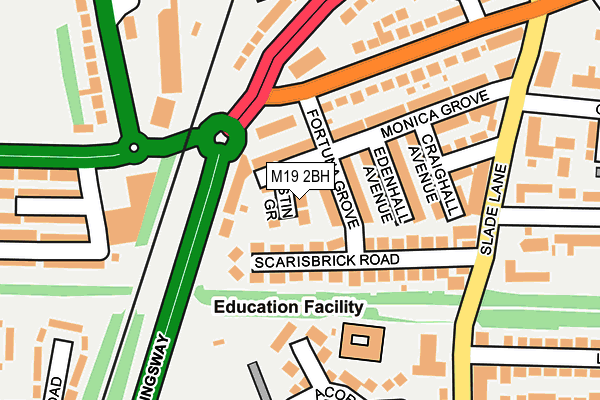 M19 2BH map - OS OpenMap – Local (Ordnance Survey)