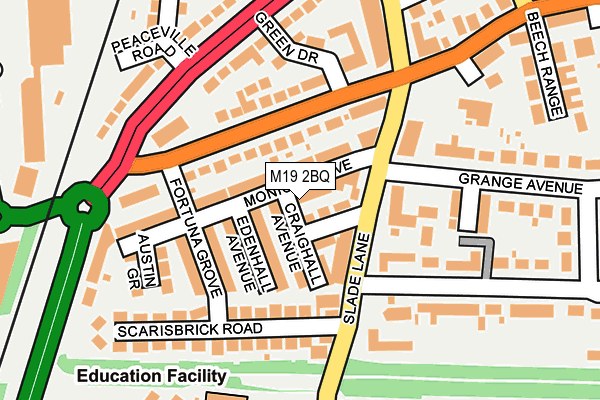 M19 2BQ map - OS OpenMap – Local (Ordnance Survey)