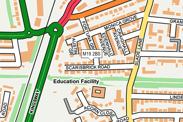 M19 2BS map - OS OpenMap – Local (Ordnance Survey)