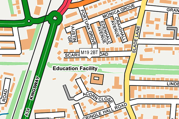 M19 2BT map - OS OpenMap – Local (Ordnance Survey)