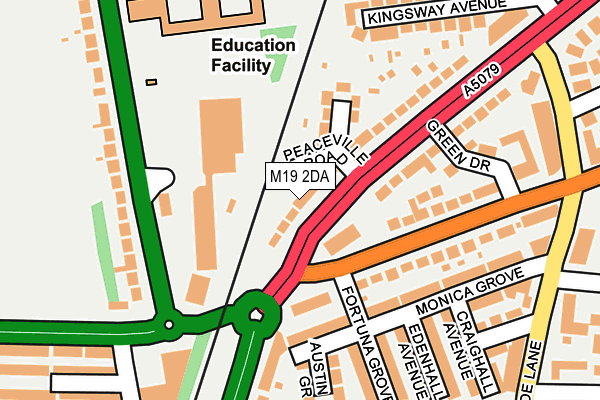 M19 2DA map - OS OpenMap – Local (Ordnance Survey)