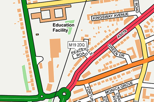 M19 2DQ map - OS OpenMap – Local (Ordnance Survey)