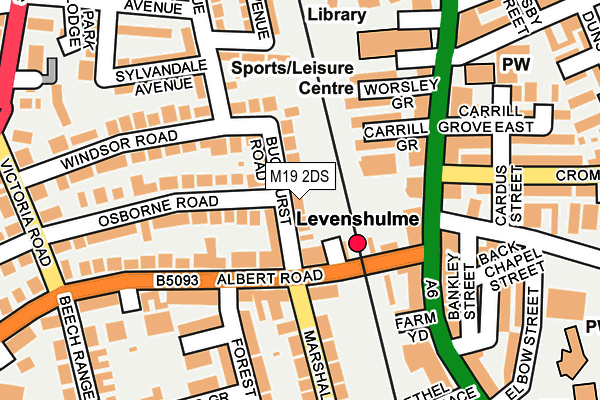 M19 2DS map - OS OpenMap – Local (Ordnance Survey)