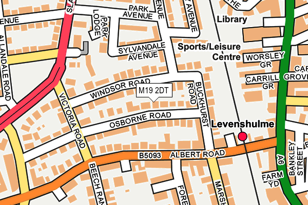 M19 2DT map - OS OpenMap – Local (Ordnance Survey)