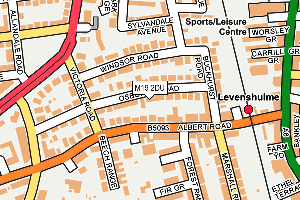 M19 2DU map - OS OpenMap – Local (Ordnance Survey)