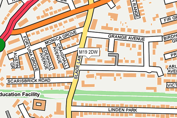 M19 2DW map - OS OpenMap – Local (Ordnance Survey)