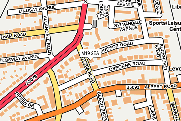 M19 2EA map - OS OpenMap – Local (Ordnance Survey)