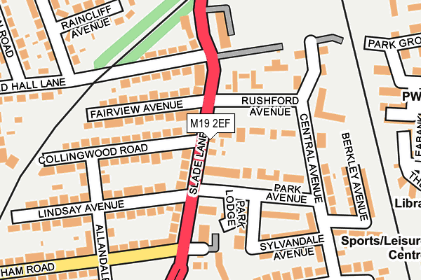 M19 2EF map - OS OpenMap – Local (Ordnance Survey)