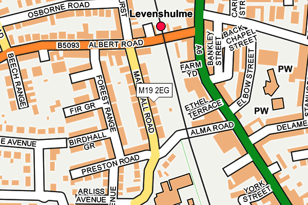 M19 2EG map - OS OpenMap – Local (Ordnance Survey)