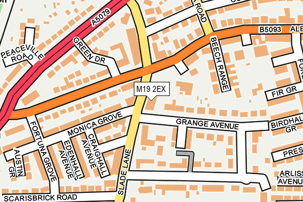 M19 2EX map - OS OpenMap – Local (Ordnance Survey)