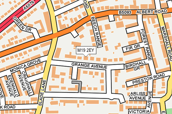 M19 2EY map - OS OpenMap – Local (Ordnance Survey)